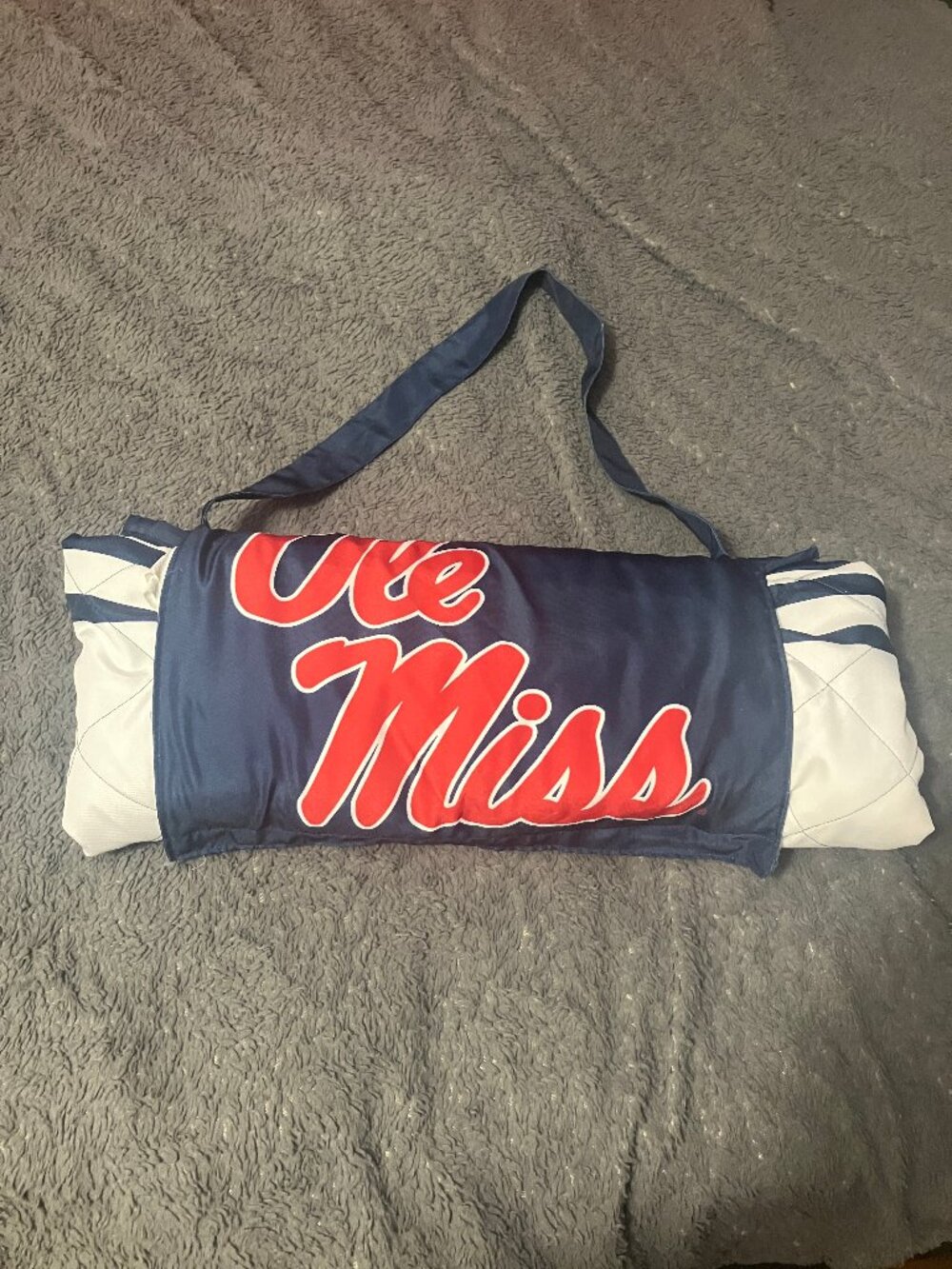 Logo Brands Ole Miss Rebels Roll Up Quilted Travel Outdoor Blanket 60" x 70"